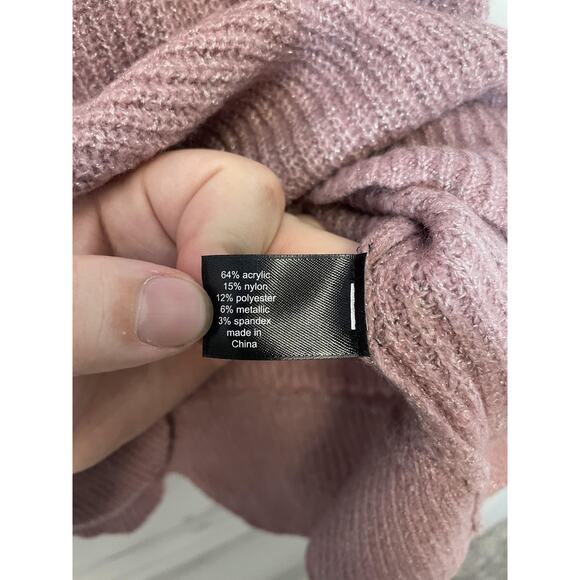 Lane Bryant Sweater Womens 14/16 Pink Scallop Hem Metallic Knit Pullover New - Picture 9 of 12